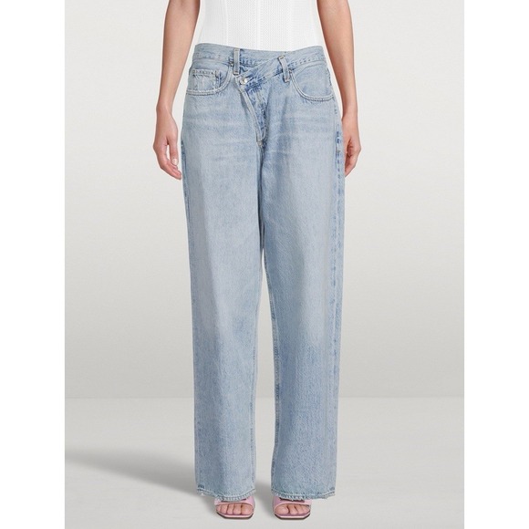 Agolde Denim - Revolve Agolde‎ Criss Cross Jeans Womens 24 Light Wash Made USA Flawed